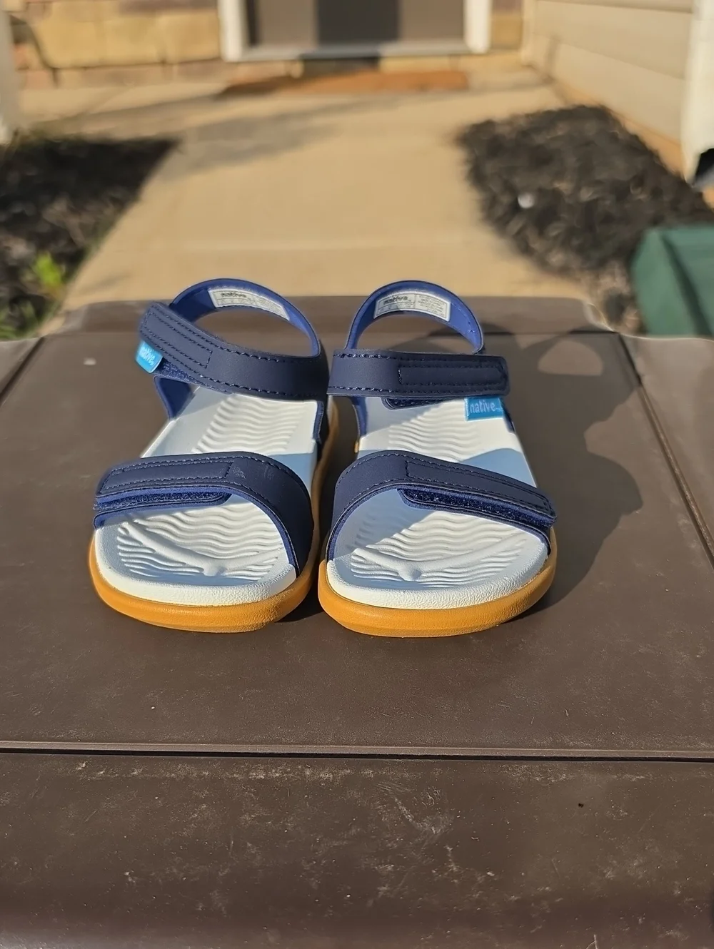 Native Shoes Kids Charley Sandal Sz c7 Blue/White Waterproof Vegan Cruelty Free